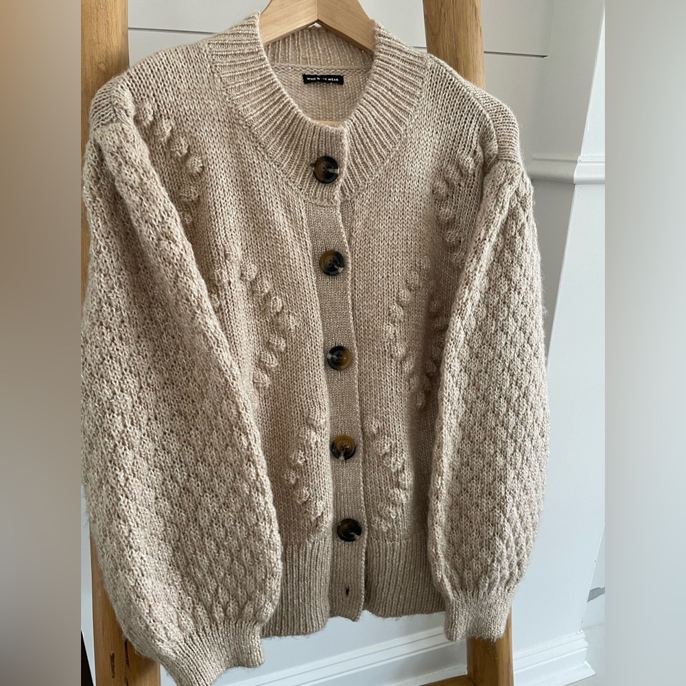 Who What Wear Cardigan Sweater Puff Sleeves